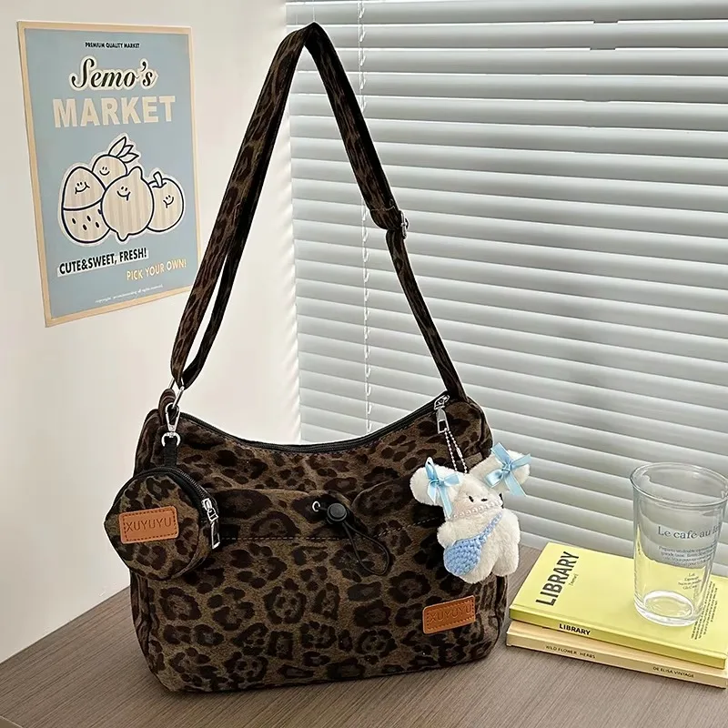 

Leopard Print Popular 2025 Hot Selling Tote Bag Simple Trendy Zipper High Aesthetic Value Fashion Handheld Shoulder Bag