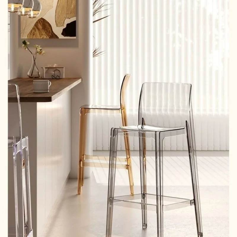 

Tall Seat Design Bar Stools Nordic Modern Luxury Transparent Acrylic Bar Stool Creative Cafe & Home Use High Stool