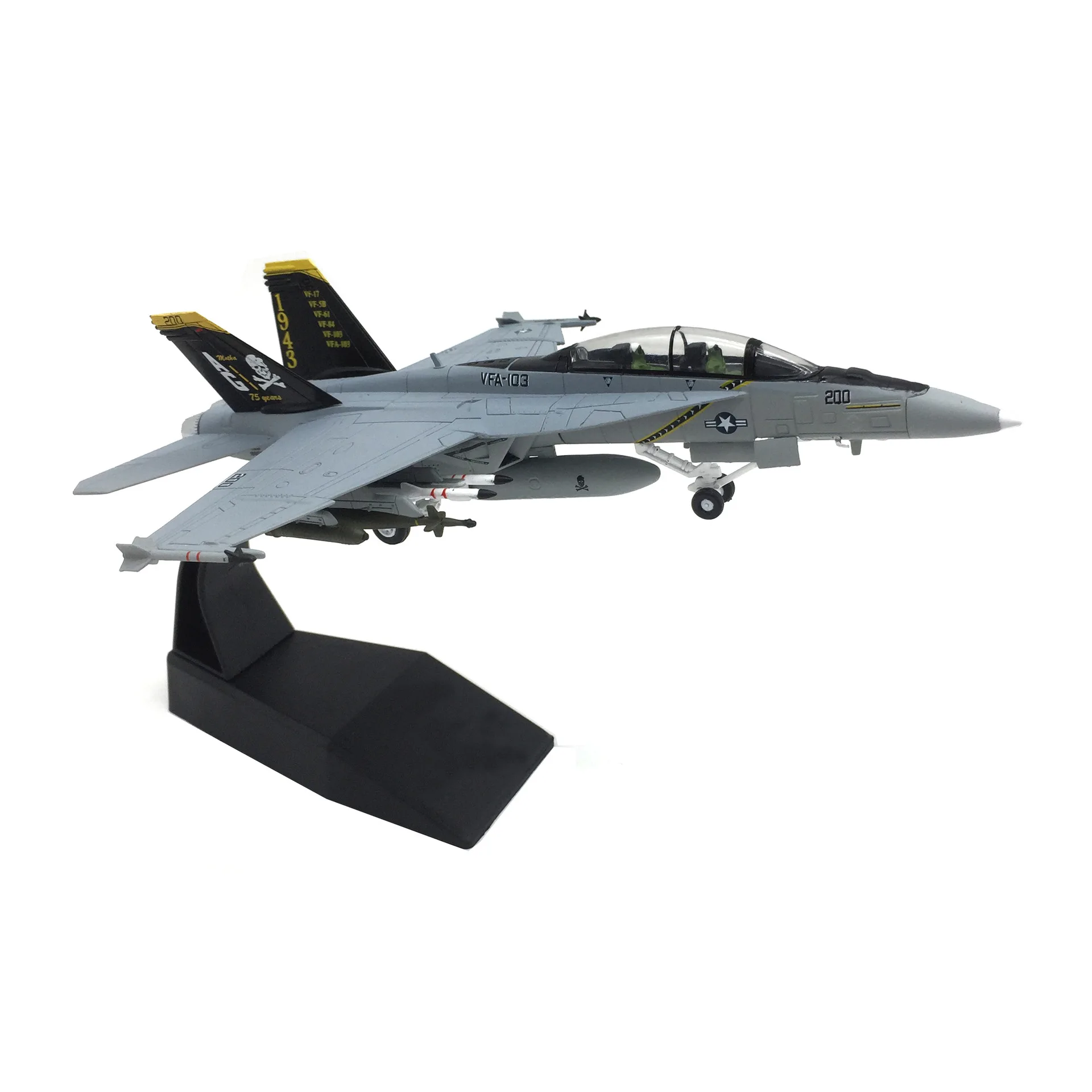 Model aircraft 1:100 scale U.S. F-18B Strike Fighter Simulation Alloy Aircraft Model Plane with Stand for Aviation Enthusiasts