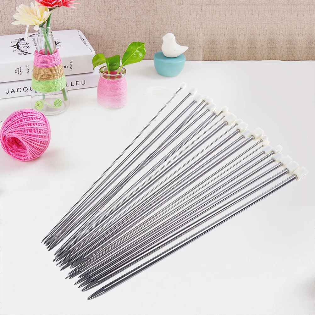 TEHAUX 11 زوجًا من إبر الحياكة المعدنية، خطافات كروشيه تونسية، أدوات النسيج المستقيمة للحرف اليدوية، مجموعة أدوات صنع السجاد
