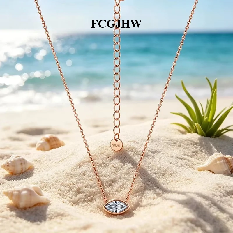 FCGJHW 4*8mm D Vvs1 Marquise Cut Moissanite Necklace for Women 18k Plated 925 Sterling Silver Lab Diamond Wedding Pendant 2026