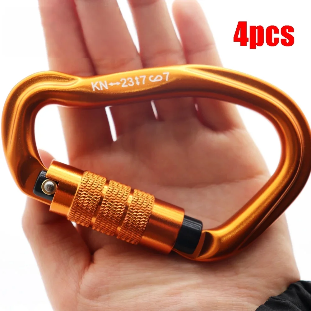 Adea4pcs 23kn Auto Locking Gate Carabiner Heavy Duty D Shape Buckle Pack D-ring Carabiner Climbing Rappelling Hammock Locking Cl