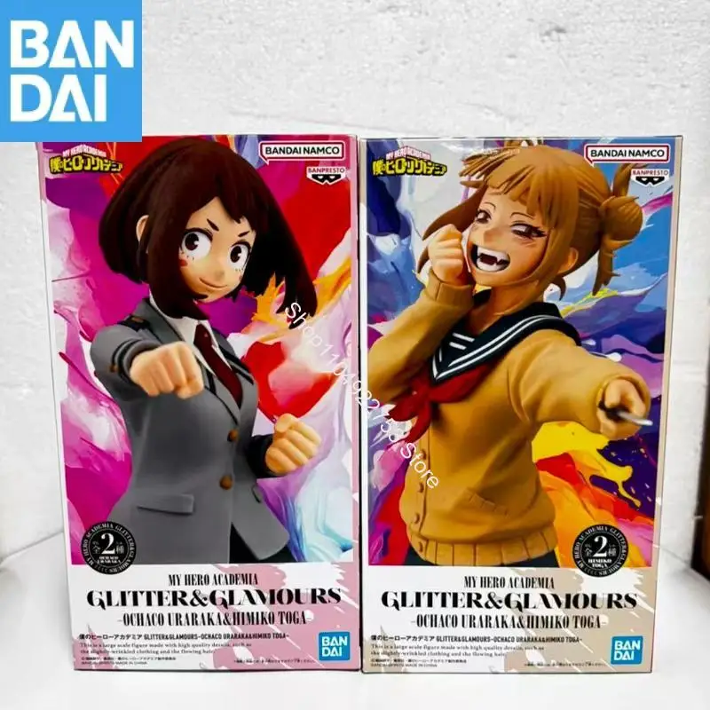 

In stock Original BANDAI NAMCO My Hero Academia Glitter Glamours Ochaco Uraraka Himiko Toga Pvc 22cm Anime Figure Model Gift Toy