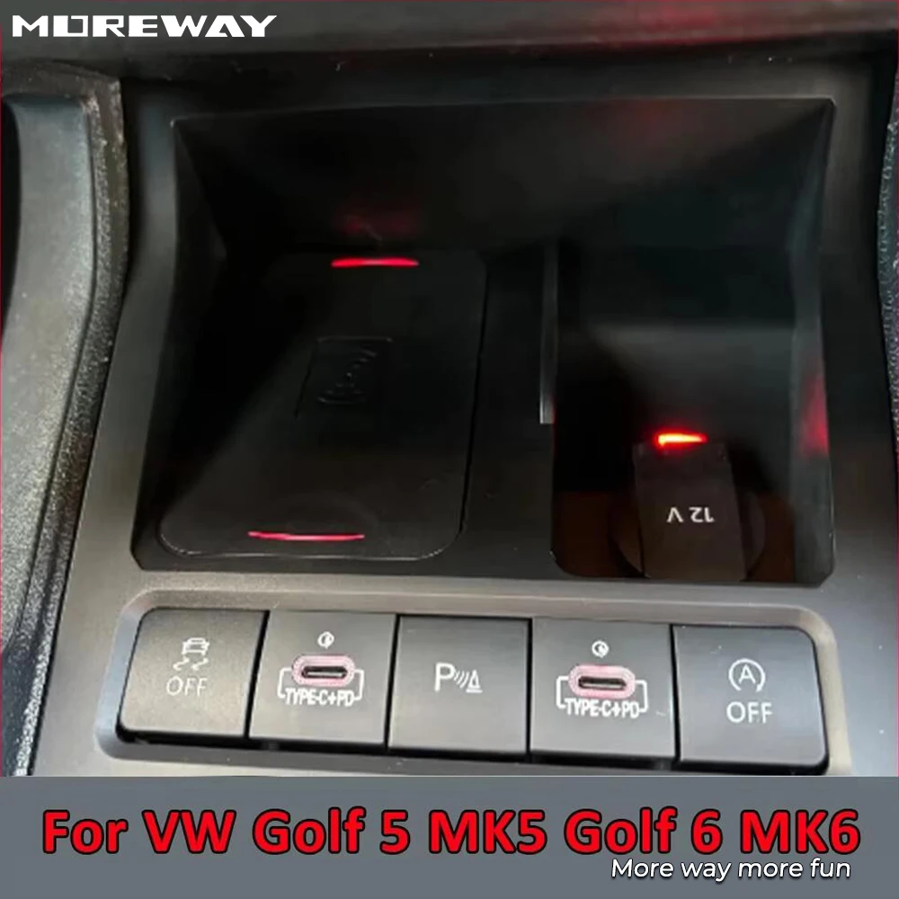 

Moreway Автомобильная беспроводная зарядная панель для Volkswagen Golf 6 MK6 Scirocco Sagitar Golf 5 MK5 2008-2013, держатель зарядного устройства для телефона, интерьер