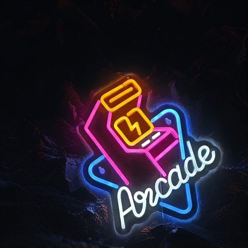 Retro Pixel Neon Sign LED | USB Plug-in Arcade Wall Decor for Game Room & Man Cave | Non-Infringing 8-Bit Gaming Light with Clas