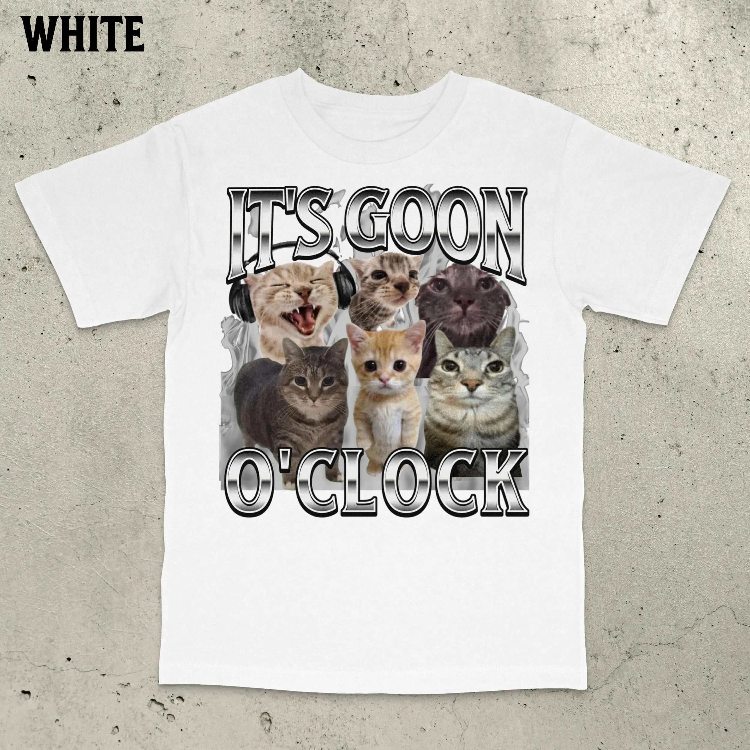 It's Goon O'Clock Cat Funny Cat T-Shirt Ironic Cat Shirt Gen Z Gooning Goon Never GoonUnhinged Weird Tee Men Clothing