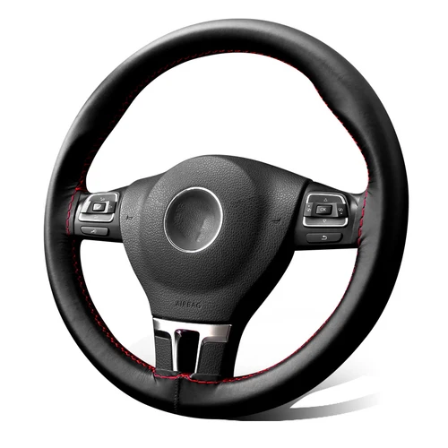 Imagen 2 del producto Funda trenzada para volante de coche, 38cm, 15 pulgadas, fibra de cuero, agujas e hilo, suave, antideslizante, Kits de accesorios para Interior de coche