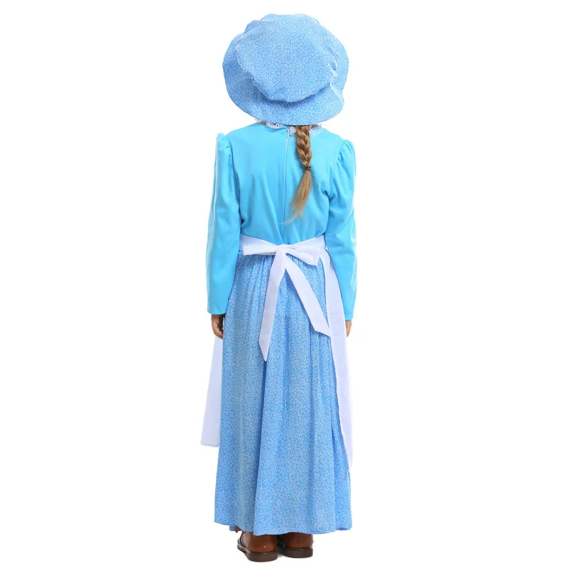 Halloween Kinderen Blauwe Pastorale Stijl Jurk Cosplay Kostuum School Podium Kostuum Feest Lieve Schattige Prestatie Kleding