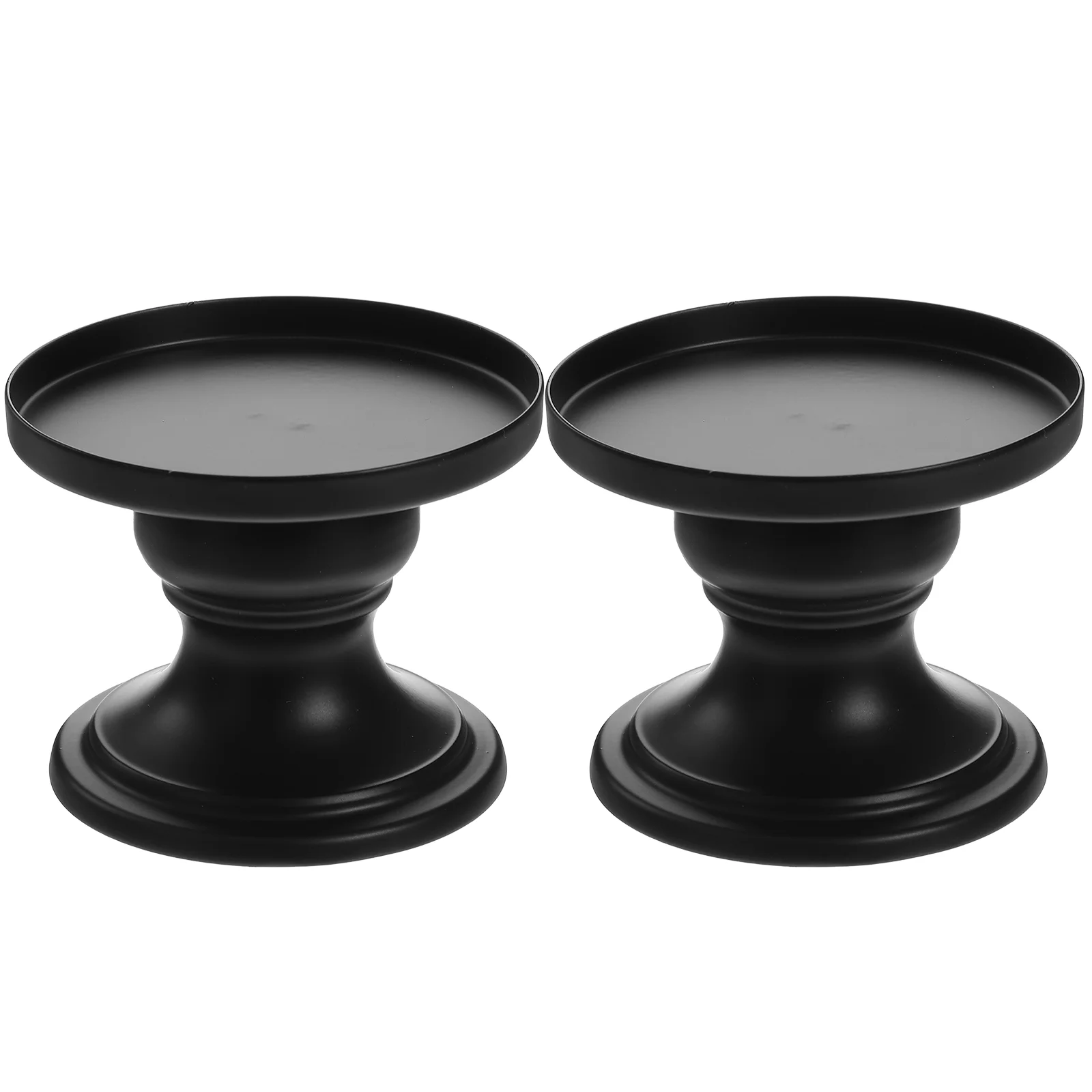 

2 Pcs Micro Wall Lamp Candlestick Ornament Black Metal Holder Pillars Holders Vintage Candleholder Pilar Banquet