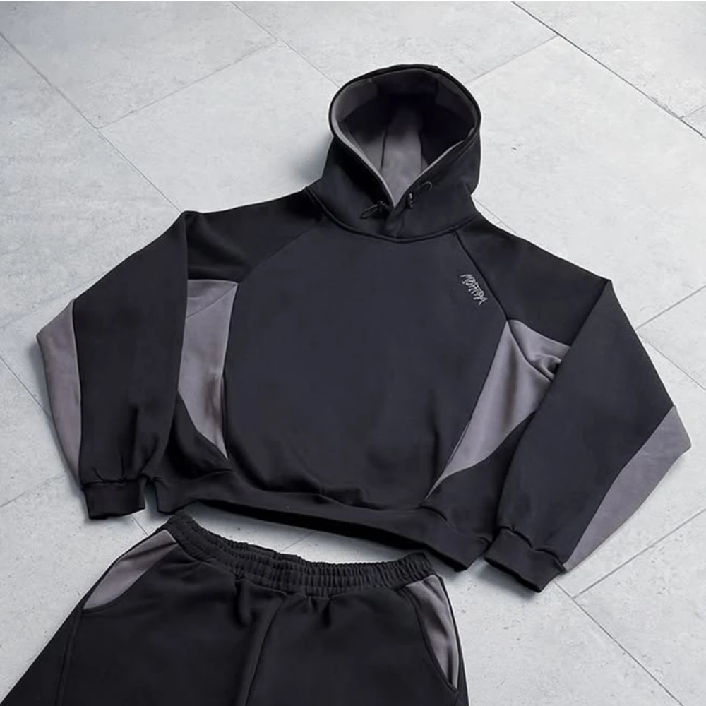 Autumn and winter new trendy men's and women's high street Japanese casual sports letter hooded sweatshirt and pants set