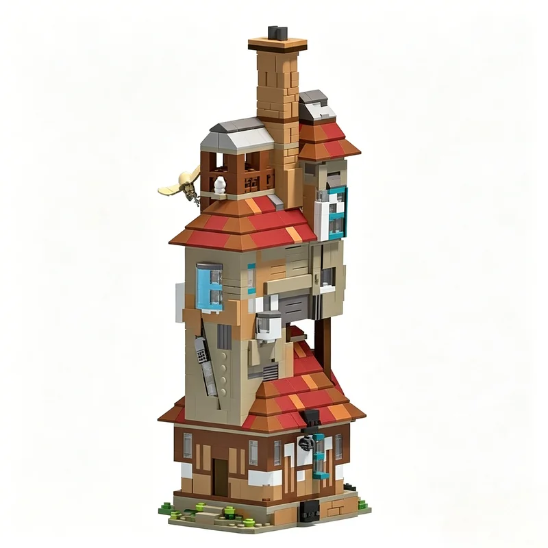 1499Pcs Who Shrunked The Burrow Custom Building Blocks Potter Themed Weasley Family Home Scene Model Education Assembly Toy Gift