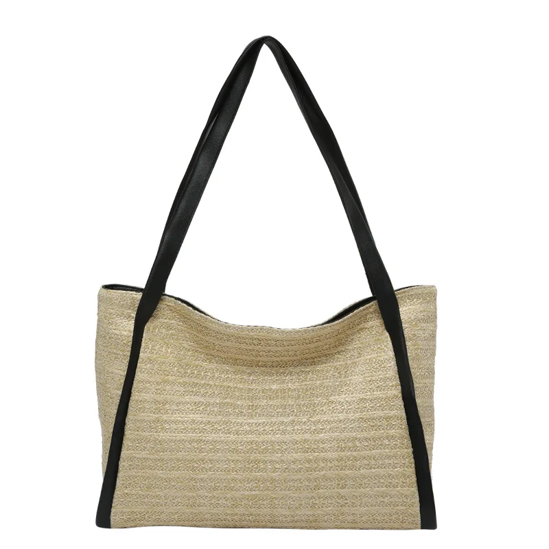 Straw Beach Large Capacity Women's Bag2024New Fashionable Woven Small Bag Fashionable Stylish Hand-Held Tote Shoulder Bag