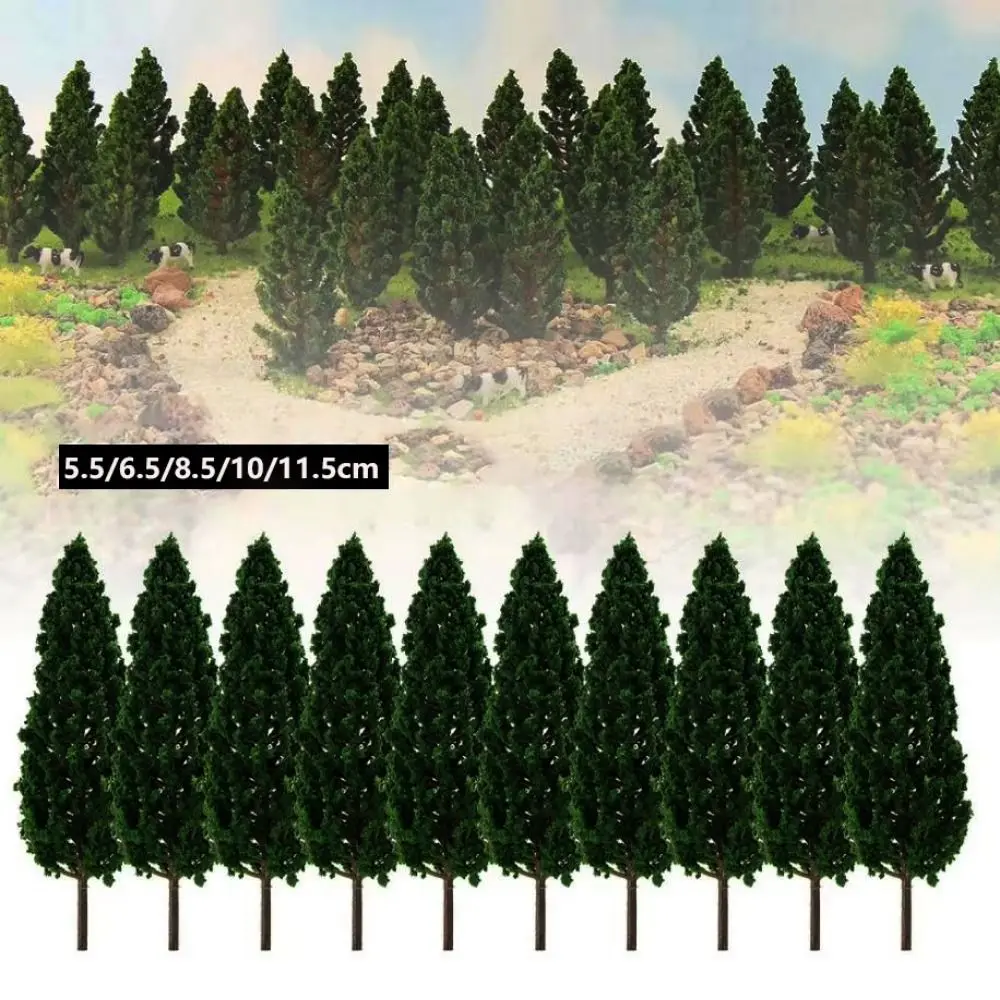 5pcs 5 Sizes Tower Shaped Trees Model Plastic 5.5/6.5/8.5/10/11.5cm Train Railway Railroad Scenery Landscape Green