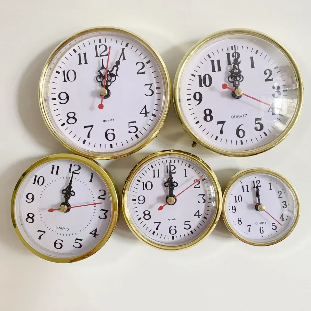 Clock Craft Quartz Movement 65mm 80mm 90mm 105mm 110mm Round Clocks Head Insert Roman Number Gold Trim Little Clock