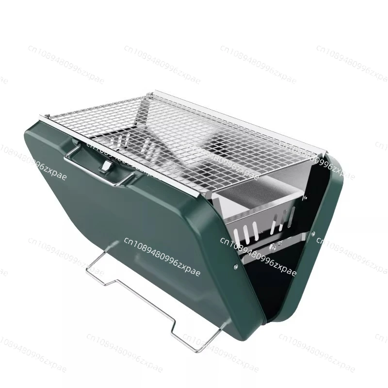 border Outdoor BBQ Grill, Portable Grill Charcoal Firewood Portable Folding Grill Set
