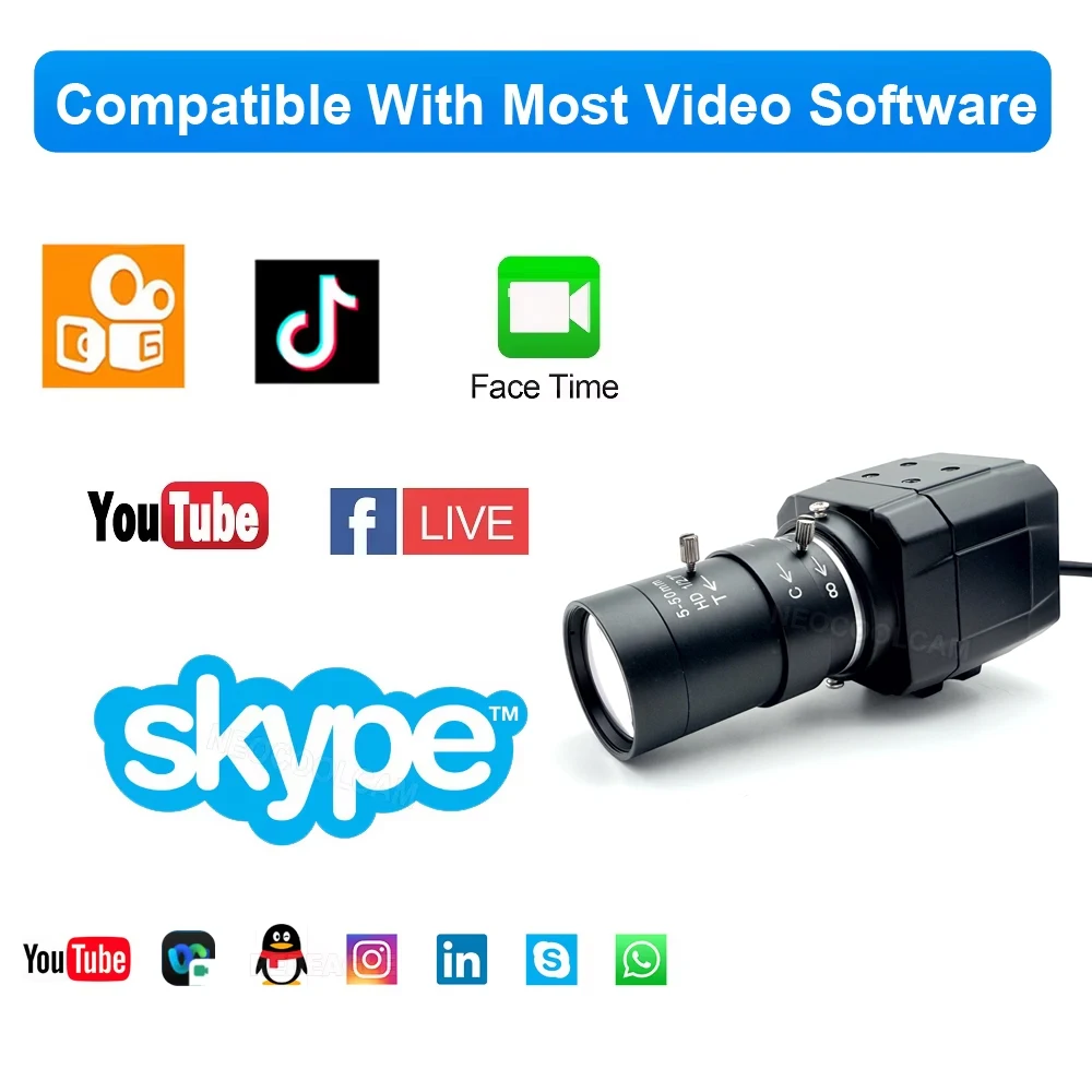 Webcam 4K Streaming Web Camera 2K 30FPS USB Camera With CS 5-50mm Varifocal Lens For Teams/OBS/PC/Mac/Laptop Support UVC OTG