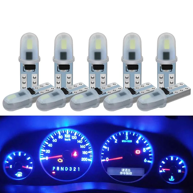 T5 Lampu Dasbor Mobil Otomatis 2 3014 SMD Lampu Panel Instrumen Baca Tanpa Polaritas Bohlam Led Putih 12V DC