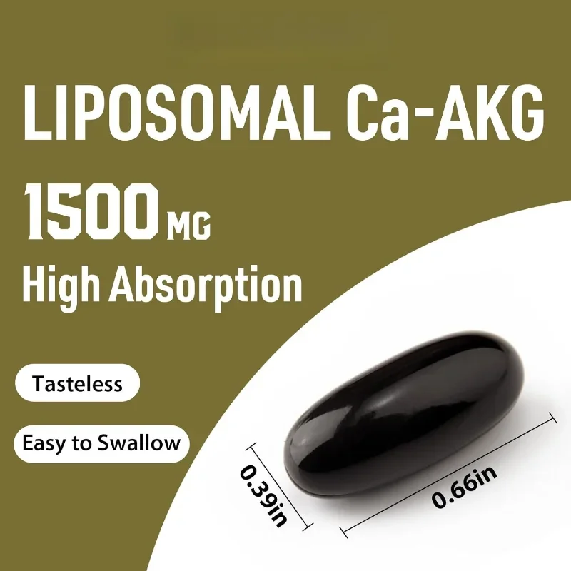 Liposomal Calcium AKG Supplement 1500mg - Anti Aging, Cellular Energy, Metabolic Support, 60 Softgel Capsules