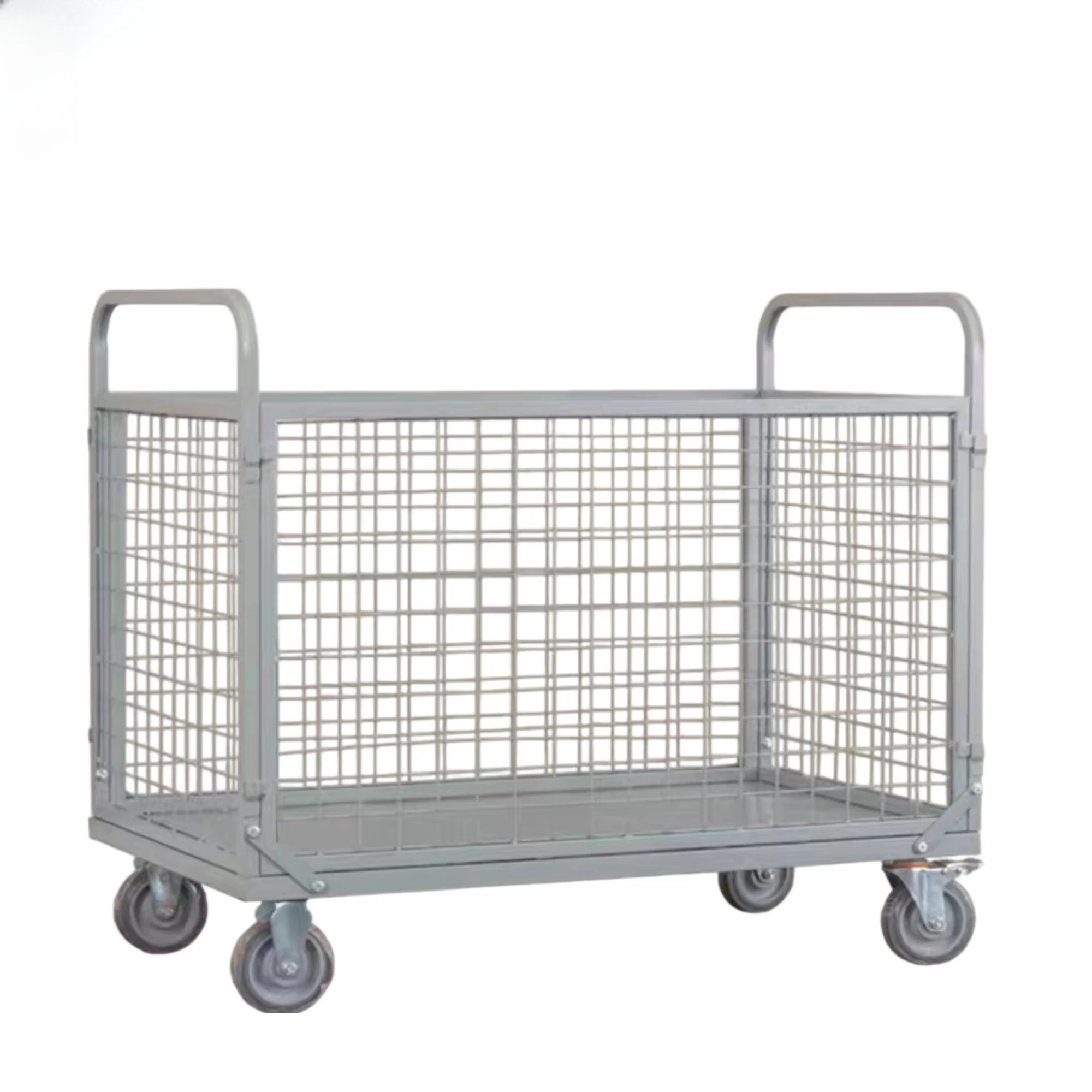 

Heavy - Duty Metal Mesh Utility Cart with Wheels for Warehouse & E - Commerce Shipping