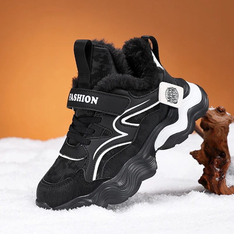 Kids Sports Shoes Winter Children Cotton Shoes Waterproof Thicken Warm Snow Boots Boys Non-slip Outdoor Casual Trekking Sneakers