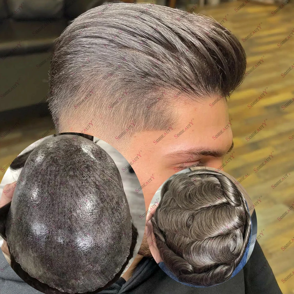 

Светло-коричневый мужской парик из натуральных волос на коже для мужчин, парик из натуральной линии волос, машинное производство, для мужчин, супер прочный парик