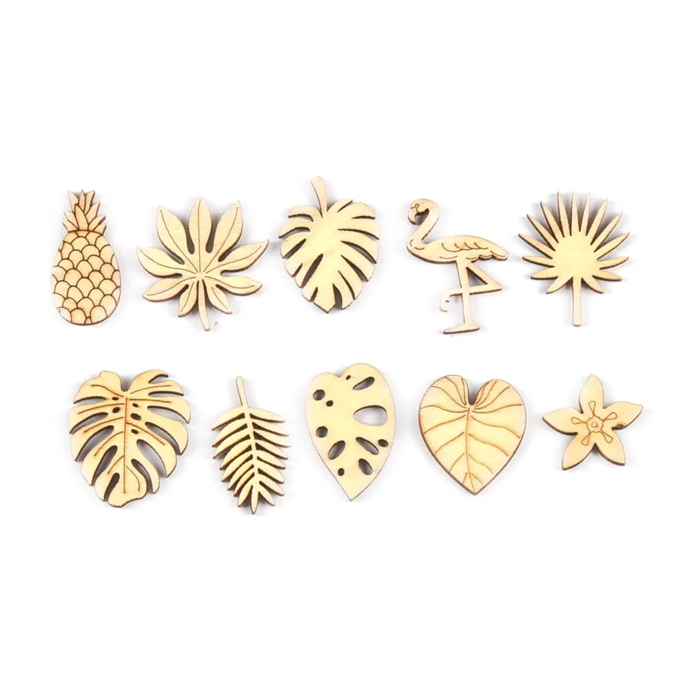 25Pcs Banana Leaf/Pineapple/Flamingo Wooden Crafts For DIY Supplies Handmade Scrapbooking Accessories Ornaments Home Decor c3294