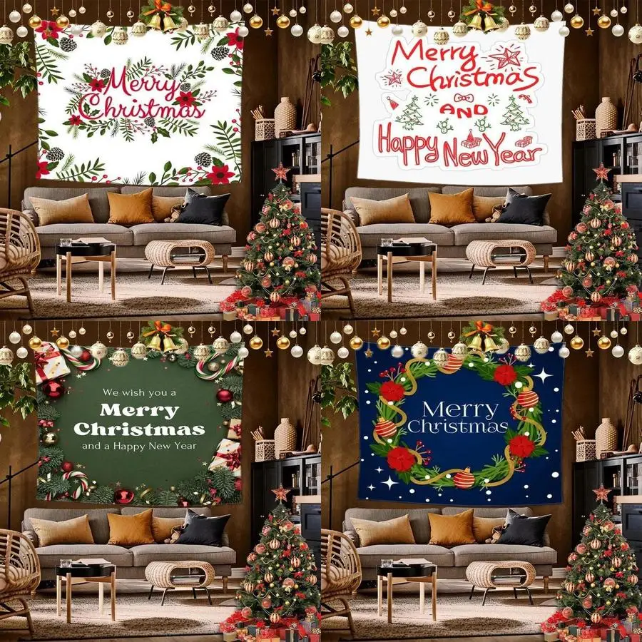 

Красочный рождественский гобелен, фоновая ткань, подвесная ткань для спальни, прикроватная декоративная настенная ткань, аренда общежития, гобелен