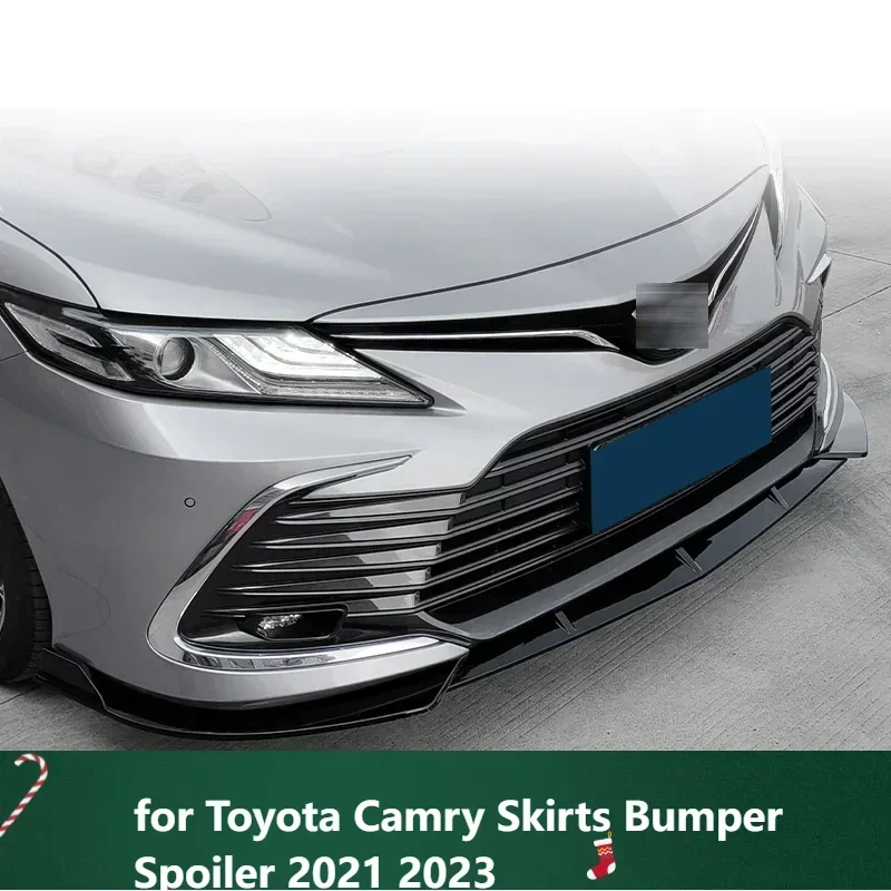 New！ Front Splitter Lip for Toyota Camry Skirts Bumper Spoiler 2021 2023 Black Carbon Surface Body Kit