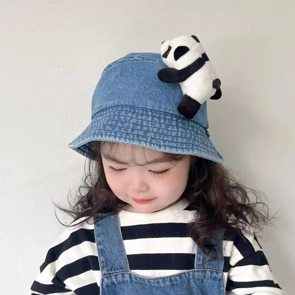 

Foldable Panda Children Sun Visor Hat Korean Style Wide Brim Baby Fisherman Hat Cute Sun Protection Bucket Cap Outdoor