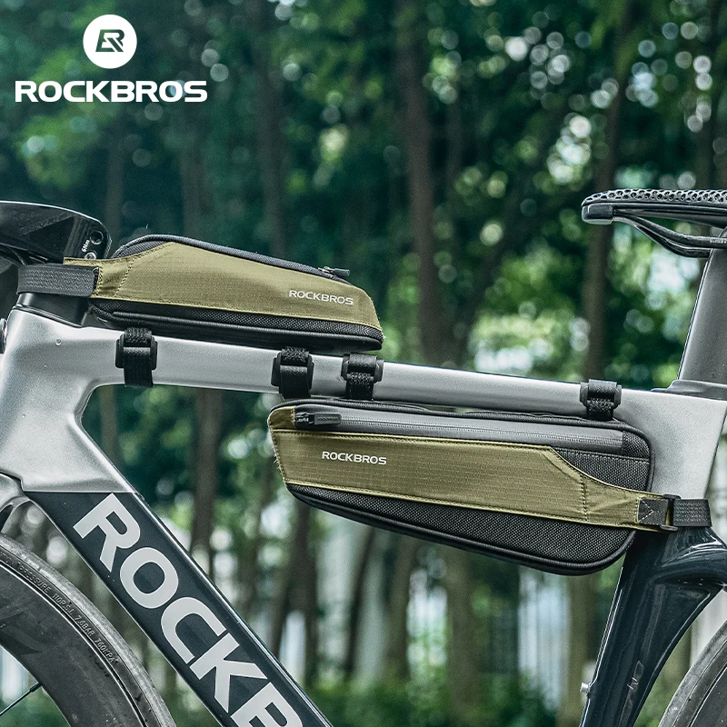 ROCKBROS Bike Bag Portable Bike Top Tube Frame Bag Nylon MTB Road Phone Tool Bag Reflective Ultralight Bicycle Pannier Accessory