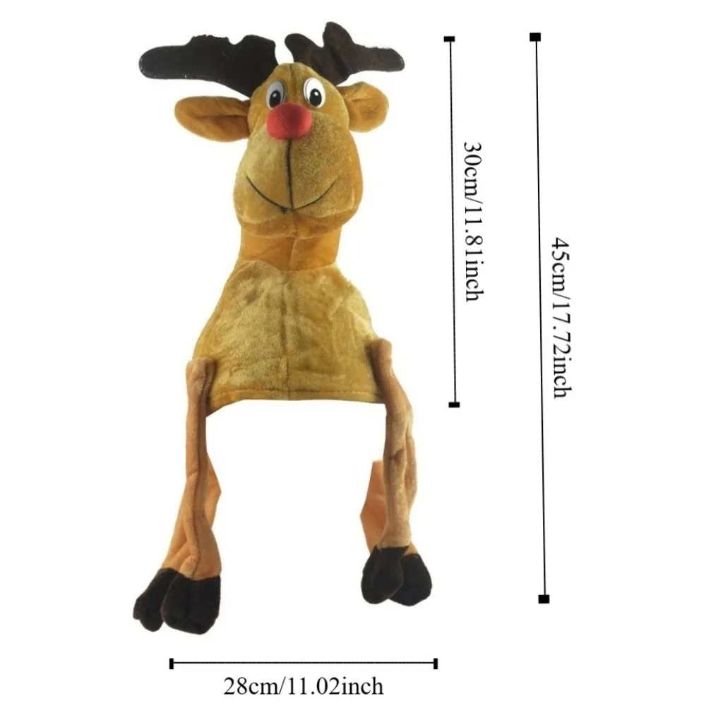 귀여운 만화 크리스마스 산타 모자 두꺼운 장식품 봉제 엘크 모자 장난감 액세서리 크리스마스 사슴 모자 새해