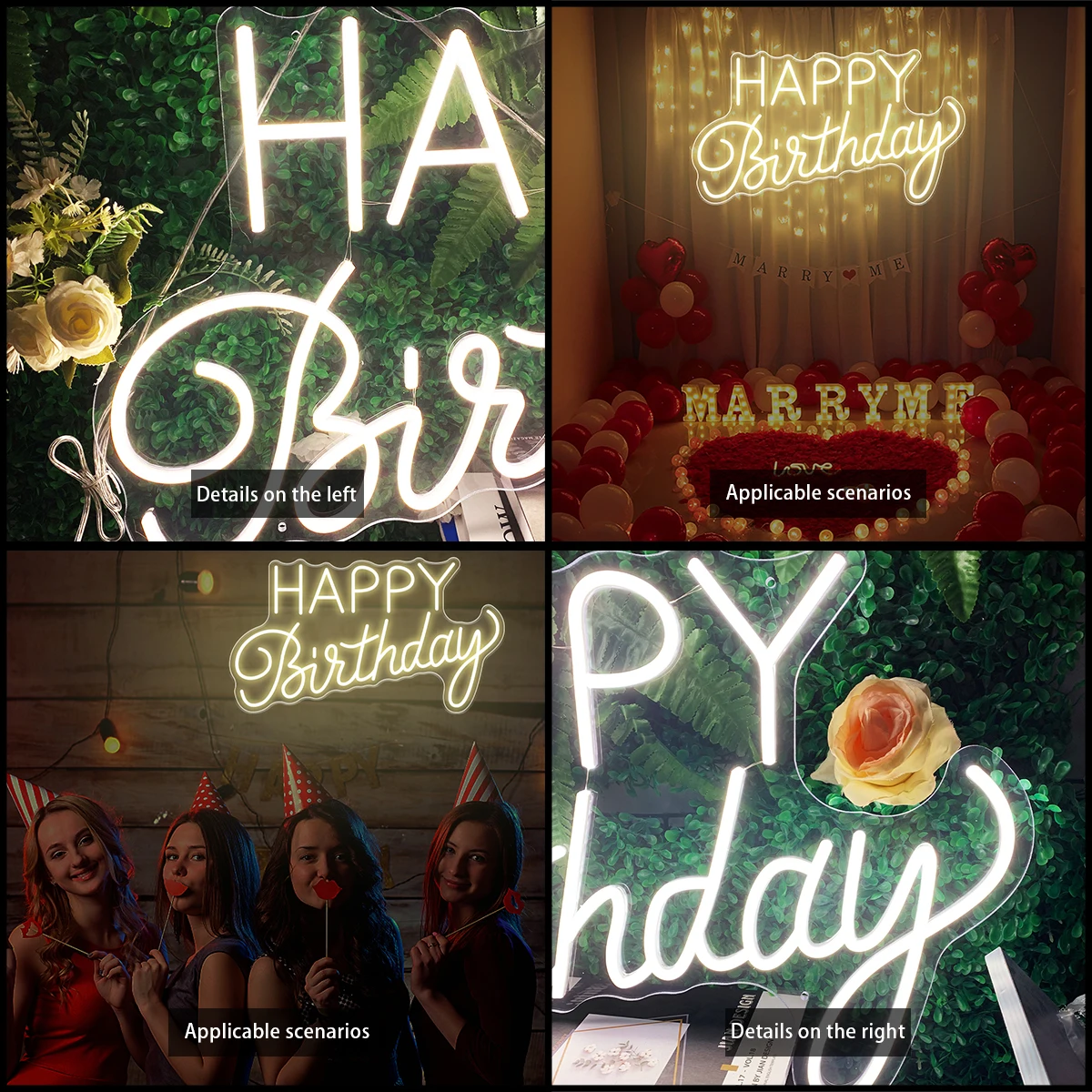 Happy Birthday, neon letters, suitable for parties, birthday parties, bedroom room children birthday atmosphere neon lights