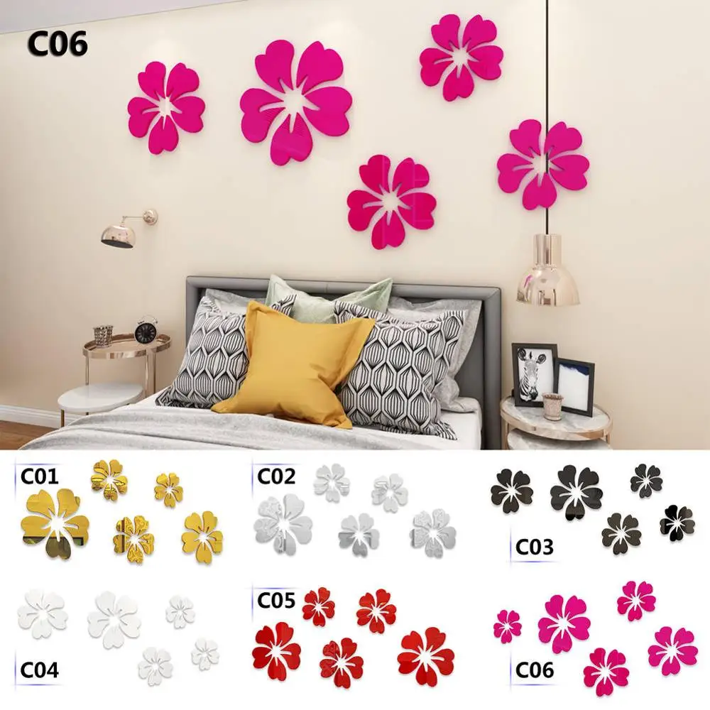 Kinds Hibiscus Syriacus L/Shrub Althea Flower Acrylic Art Wall Sticker Decal DIY