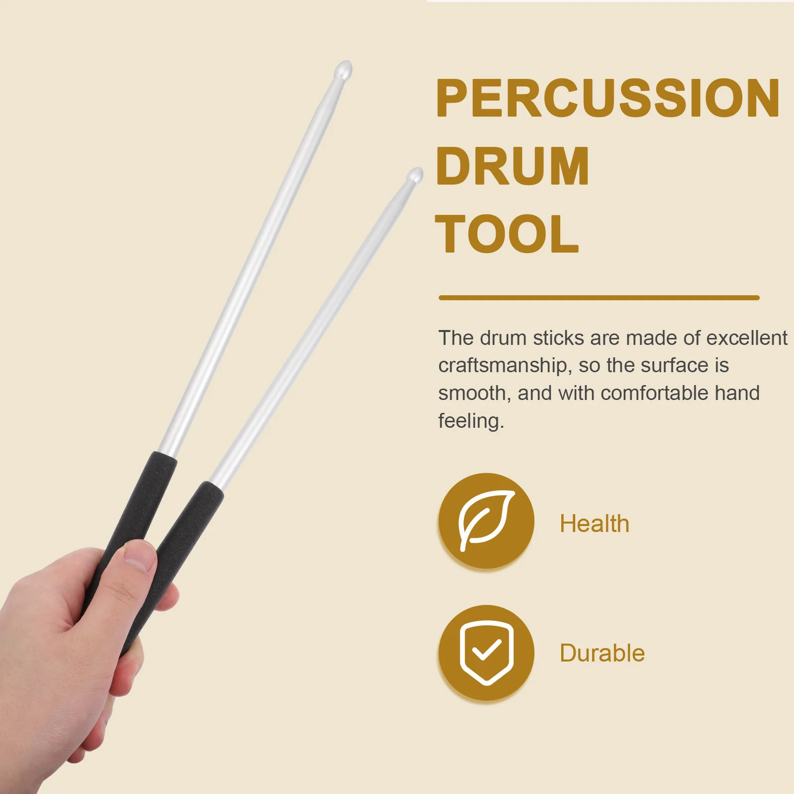 

5A Metal Drumsticks Aluminum Alloy Smooth Surface Comfortable Grip Durable Design Percussion Sticks Silver Color Snare Jazz Drum