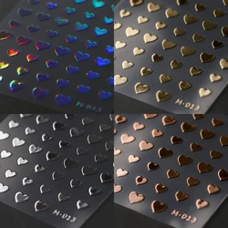 Cute Love Heart Bronzing 5D Self Adhesive Nail Art Decoration Stickers Laser Silver Rose Gold Nail Decals Wholesale Dropshipping