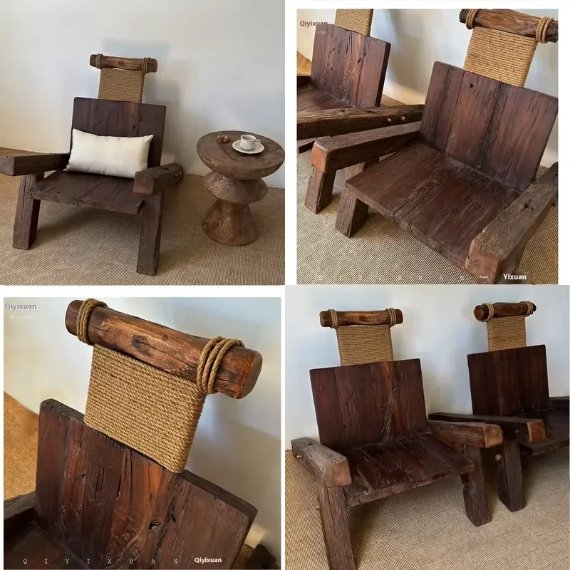 Wabi - Sabi style living room chair Accent sofa single seat decoration balcony furniture Cornered Table Set