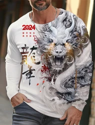 2024 luck for Dragon yea 3d T-shirt autumn men's shirt 3d printed T-shirt casual long sleeve street born in the year