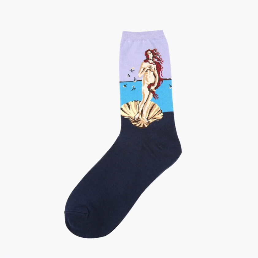 1 Pair Autumn Winter Retro Men Socks Couple Socks New Art Van Gogh Mural World Famous Oil Painting Series Funny Socks