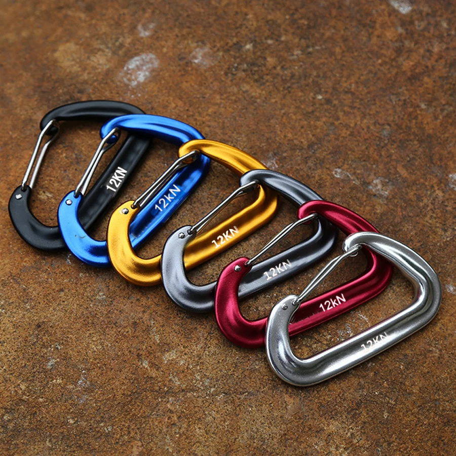

12KN Carabiner Lightweigh Clips,D-type Mountaineering Buckle Hook Aluminium Wiregate Caribeaners for Hammocks,Camping,Key Chains