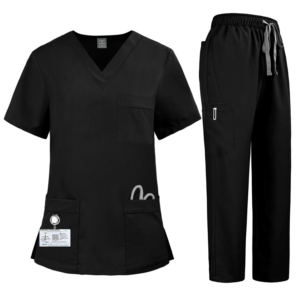 Top a maniche corte Pantaloni da jogging Uniforme Donna Infermiera Camice da laboratorio Scrub infermieristico Pet Salon Clinica odontoiatrica Infermieri Uniforme Scrub Set