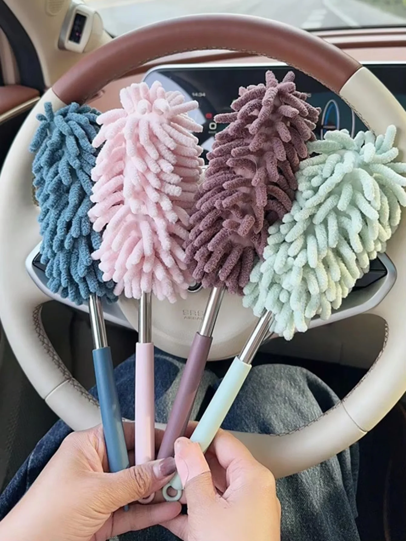 Bendable Extendable Mini Car Duster Microfiber Dusting Brush Detachable Washable Auto Dashboard Home Gap Dust Cleaner