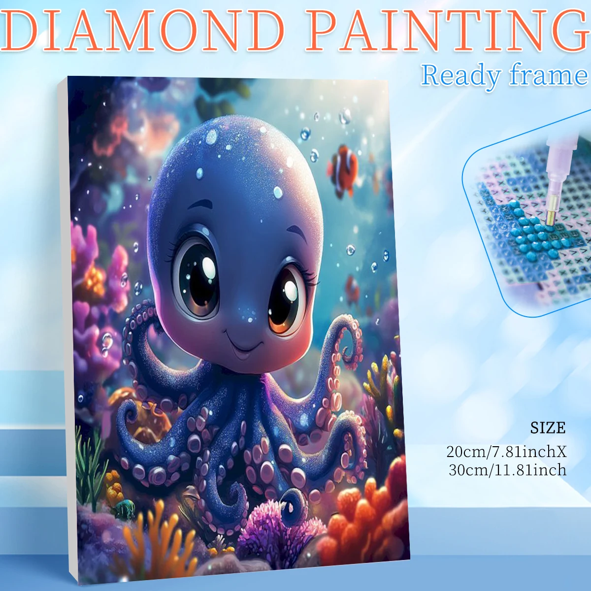 

RUOPOTY Framed Octopus Diamond Painting Art Supplies Diy Making Kits Animall Full Round/Square Diamond Art Home Decor Gift Rhine