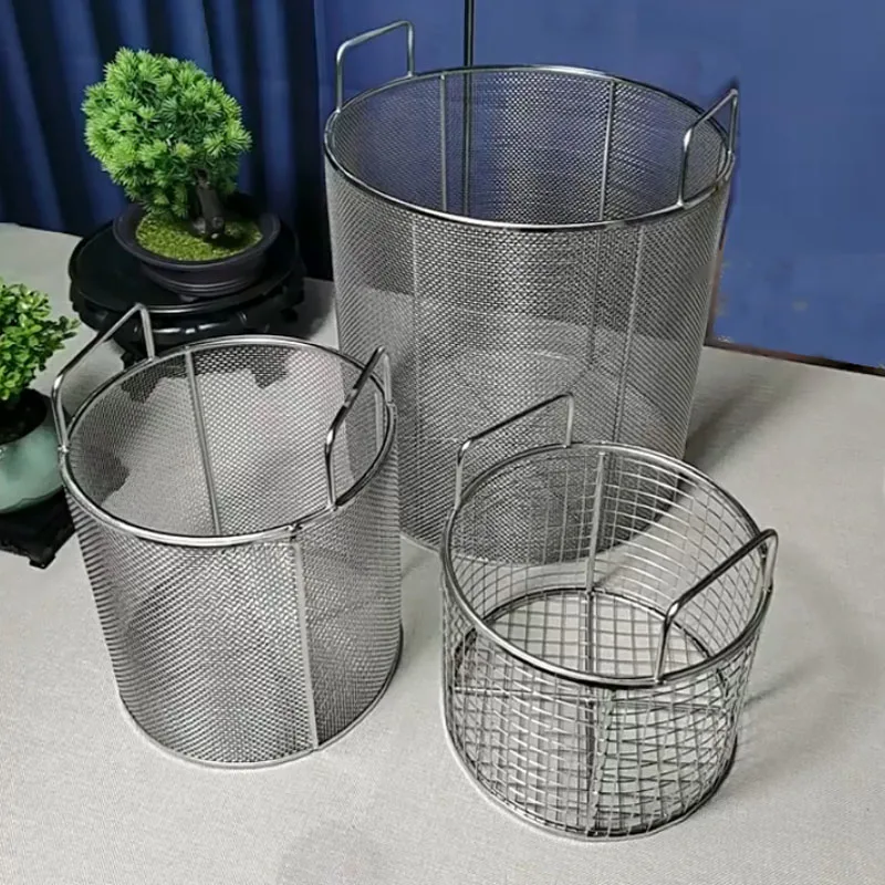 OD.20cm Round stainless steel wire mesh filter Strainers basket disinfection sampling laboratory sterilization cleaning