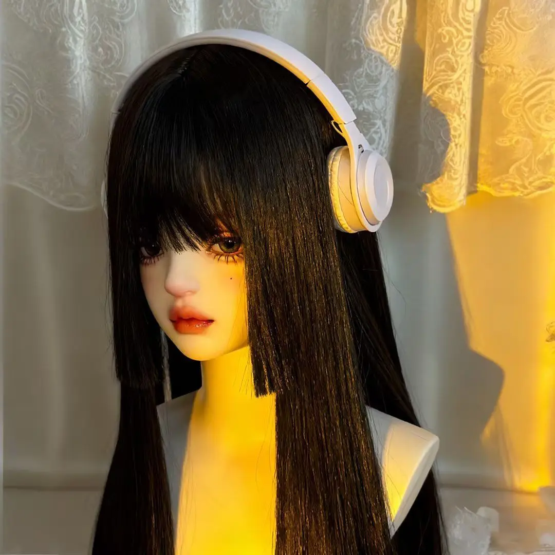 شعر مستعار لتصفيفة الشعر وقنديل البحر من Hime Cut |   قبعة لوليتا كوسبلاي كاملة سوداء طويلة مستقيمة على الطراز القوطي والكاواي