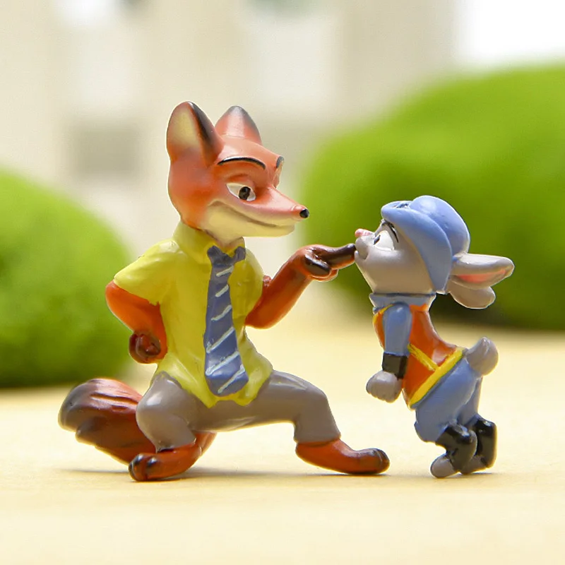 Disney Zootopia Judy Nick Action Figures Toys Zootropolis Microlandscape Car Toy Decorations Anime Figures Gift Toy For Children