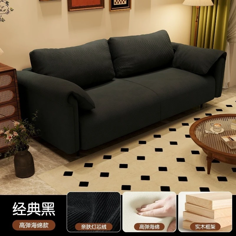 Sofa im nordischen Stil, kleine Wohnung, Wohnzimmer, gerade Reihe, französisches Retro-Doppel-Dreifach-Internet-Promi, leichte Luxusmöbel