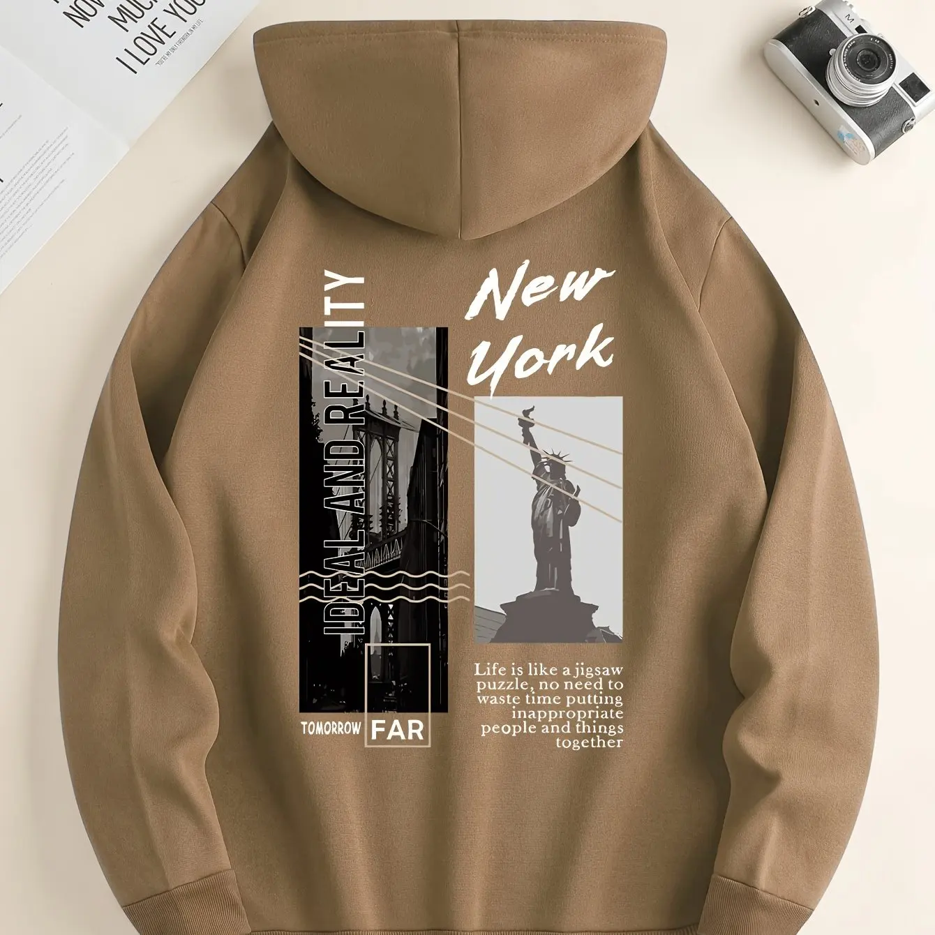 Autumn Hoodie Slogan Printed Long Sleeved Hoodie Unisex Casual Clothing Oversized Streetwear Statue Of Liberty Patterned Clothes