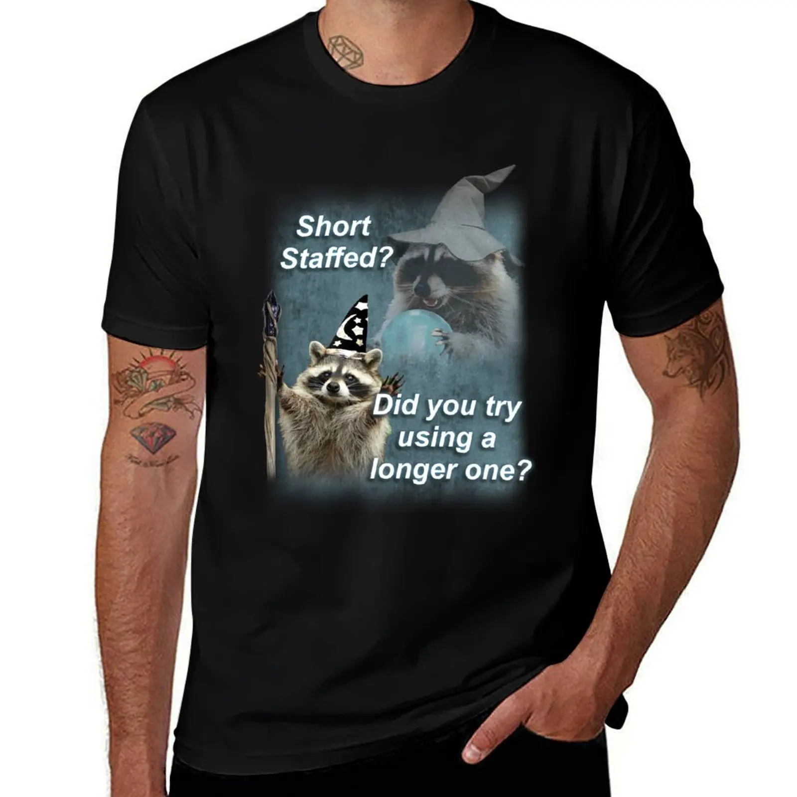 

Short Staffed Raccoon T-Shirt sweat oversized t shirt anime men workout shirt