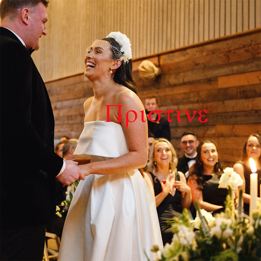 تخصيص جودة عالية فستان الزفاف الساتان الأبيض رائعة حمالة قبالة الكتف أكمام قطار مصلى ثوب الزفاف