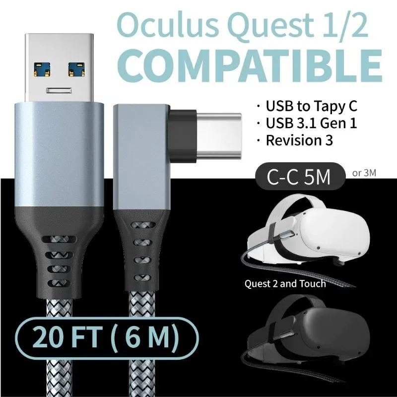 Accessories For Oculus Quest2 Quest 2 Cable Link Smart 3D Virtual Reality VR Glasses USB A To Type C 3 5M Headset Oculis Helmet